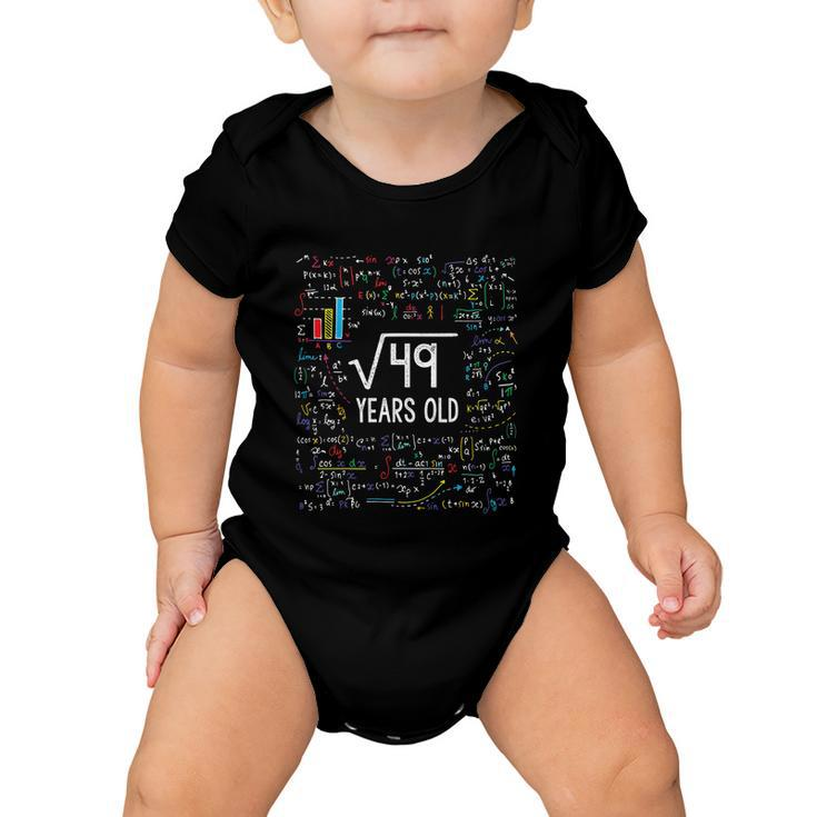 Kids Square Root Of 49 7Th Birthday 7 Year Old Funny Gift Math Bday Cool Gift Baby Onesie