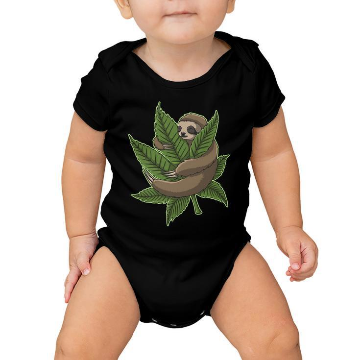 Lazy Sloth Cannabis Leaf Baby Onesie