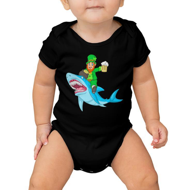 Leprechaun Riding Shark St Patricks Day Baby Onesie