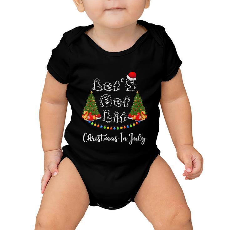 Lets Get Lit Christmas In July Christmas Tree Fleece Blanket Gift Baby Onesie