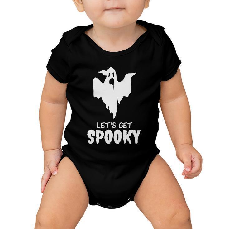 Lets Get Spooky Ghost Boo Halloween Quote Baby Onesie