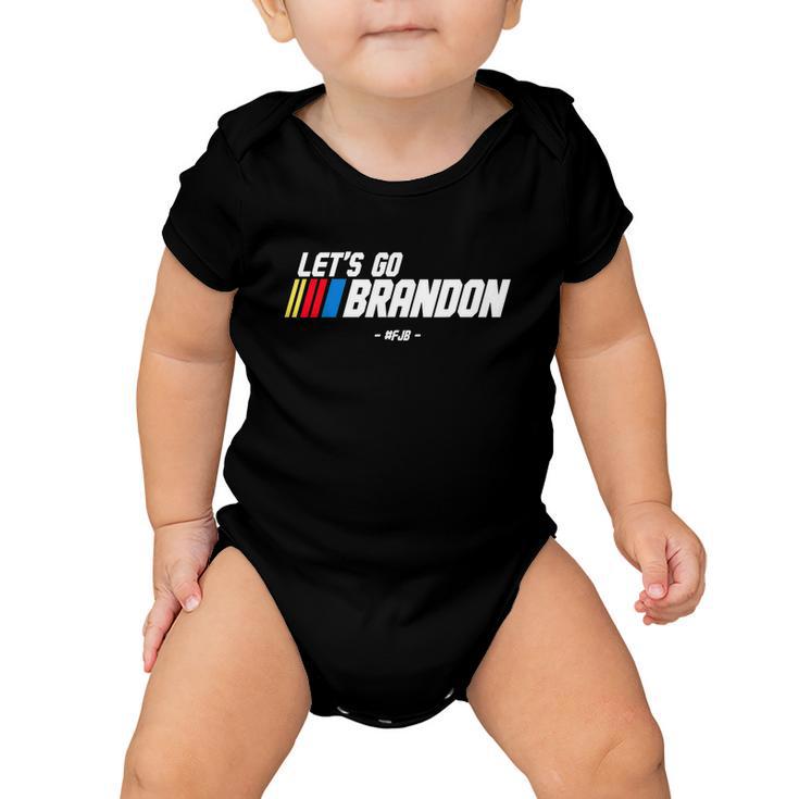 Lets Go Brandon Racing Car Us Flag Funny Gift Idea News S Baby Onesie