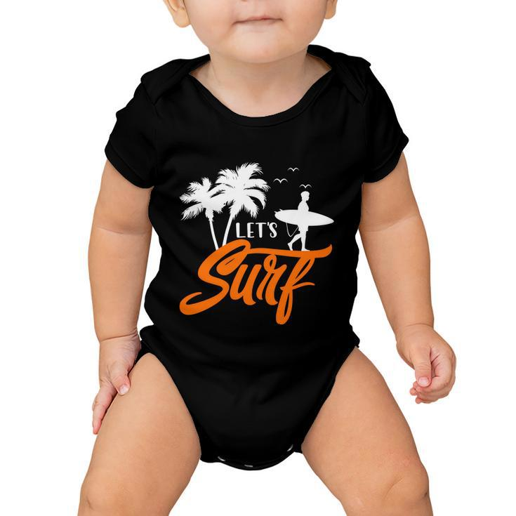 Lets Surf Sunset Summer Time Baby Onesie