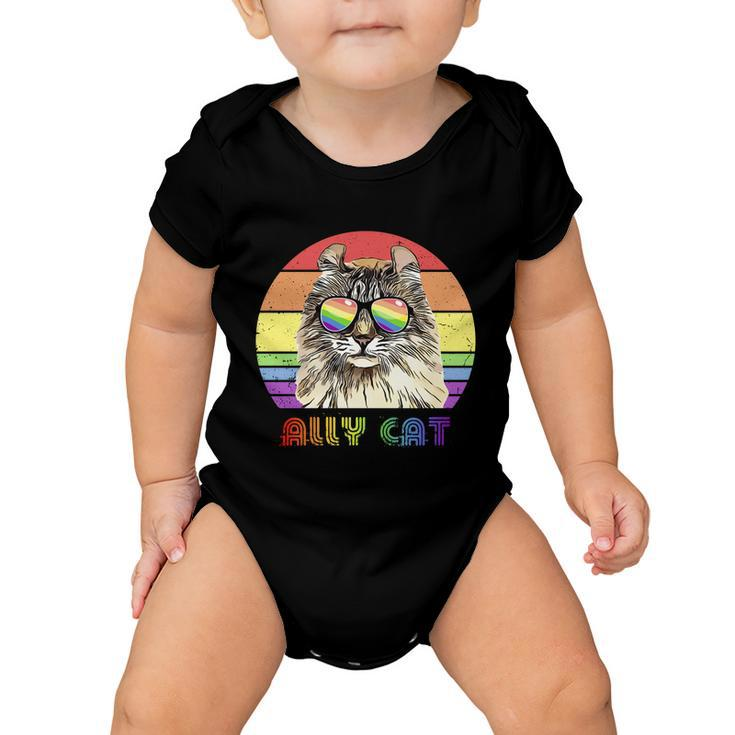 Lgbtq Ally Cat Rainbow Gay Pride Flag Lgbt Funny Gift Baby Onesie