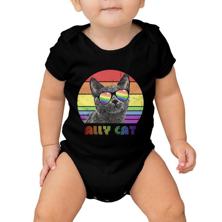 Lgbtq Ally Cat Rainbow Gay Pride Flag Lgbt Funny Gift V2 Baby Onesie