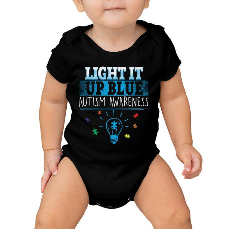 Light It Up Blue Autism Puzzle Bulb Tshirt Baby Onesie