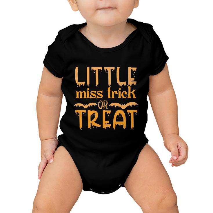 Little Miss Trick Or Treat Halloween Quote Baby Onesie