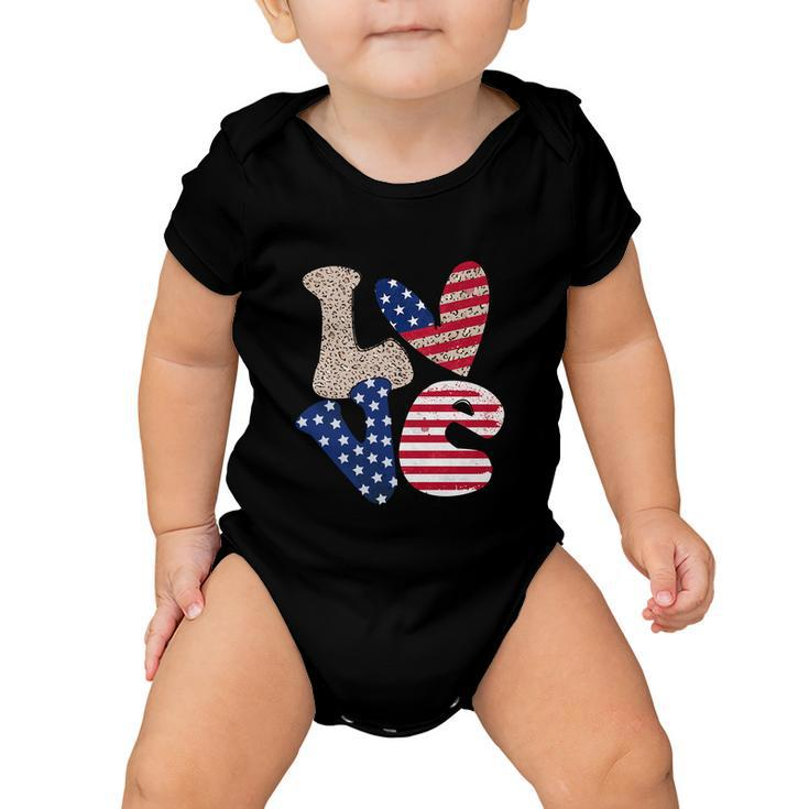 Love America Cute Funny 4Th Of July Independence Day Plus Size Graphic Baby Onesie