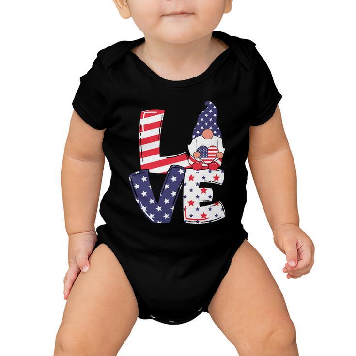 Love American Gnome 4Th Of July Independence Day Flag Graphic Plus Size Shirt Baby Onesie