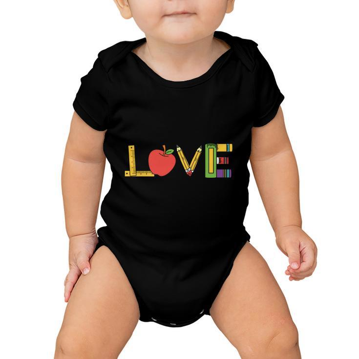 Love Teacher Life Apple Pencil Ruler Teacher Quote Graphic Shirt For Female Male Baby Onesie
