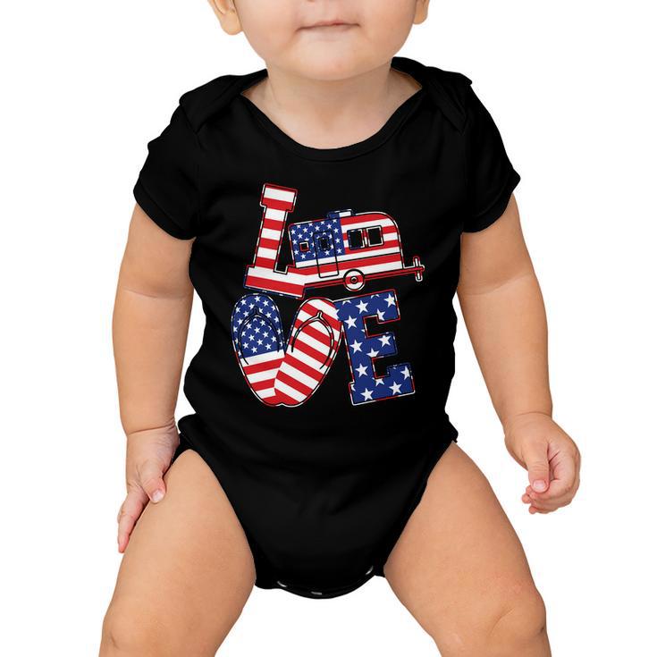 Love Usa Camping Tshirt Baby Onesie