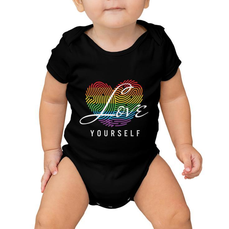 Love Yourself Rainbow Lgbt Fingerprint Pride Month Baby Onesie
