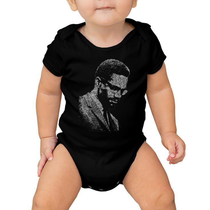 Malcolm X Black And White Portrait Tshirt Baby Onesie