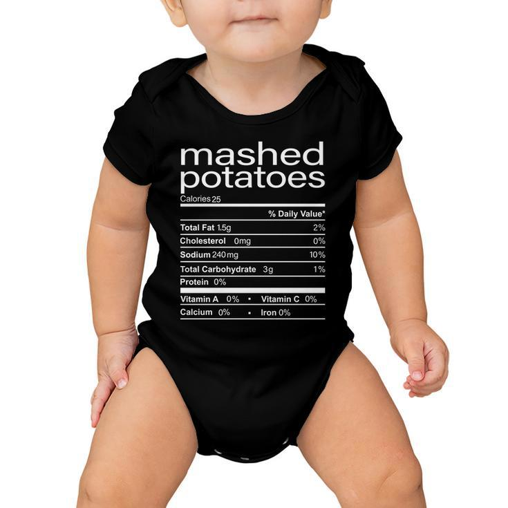 Mashed Potato Nutritional Facts Funny Thanksgiving Baby Onesie