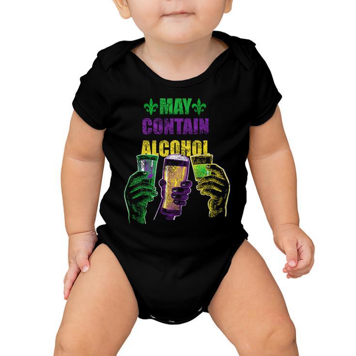 May Contain Alcohol Mardi Gras Tshirt Baby Onesie