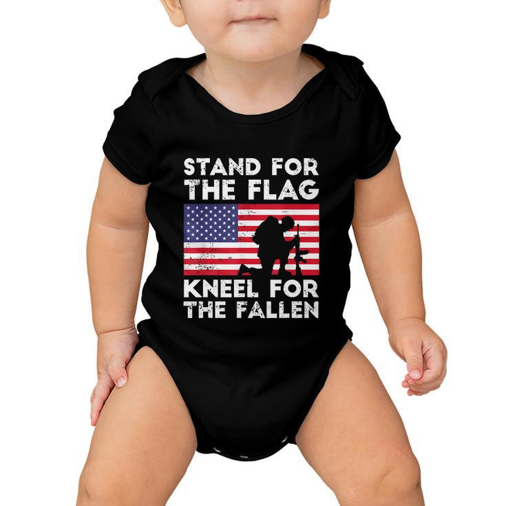 Memorial Day Patriotic Military Veteran American Flag Stand For The Flag Kneel For The Fallen Baby Onesie