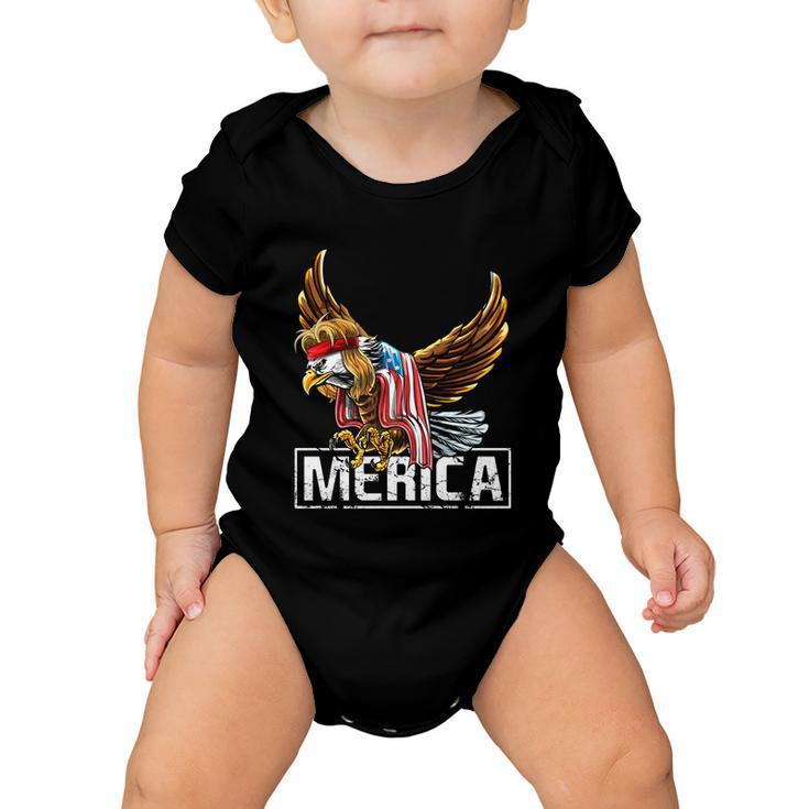Merica Bald Eagle Mullet 4Th Of July American Flag Patriotic Gift Baby Onesie