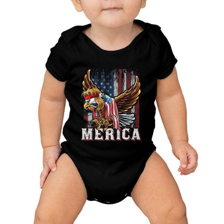 Merica Bald Eagle Mullet 4Th Of July American Flag Patriotic Meaningful Gift Baby Onesie