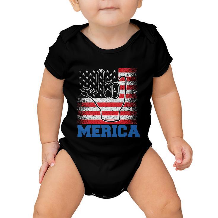 Merica Rock Sign 4Th Of July Vintage Plus Size Graphic Shirt For Men Women Famil Baby Onesie