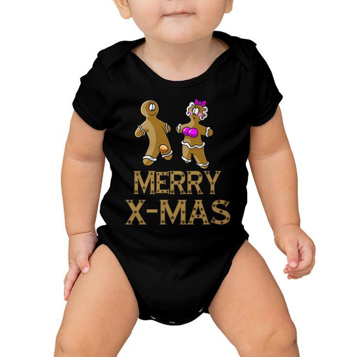 Merry X-Mas Funny Gingerbread Couple Tshirt Baby Onesie