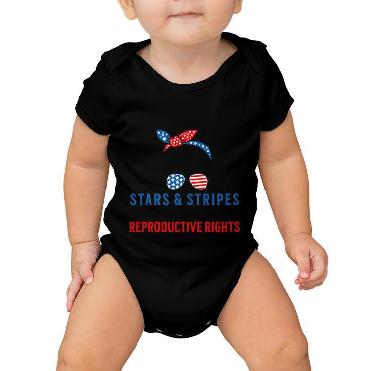 Messy Bun American Flag Stars Stripes Reproductive Rights Gift Baby Onesie