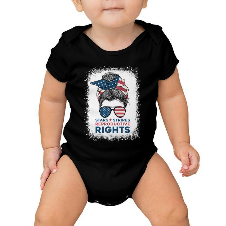 Messy Bun American Flag Stars Stripes Reproductive Rights Gift V3 Baby Onesie