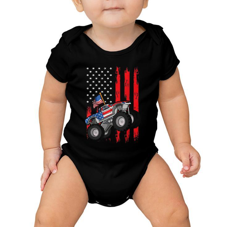 Monster Truck American Flag Racing Usa Patriotic Baby Onesie