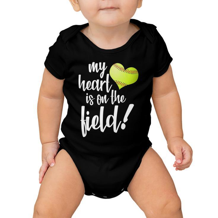My Heart Is On The Field Baseball Player Baby Onesie