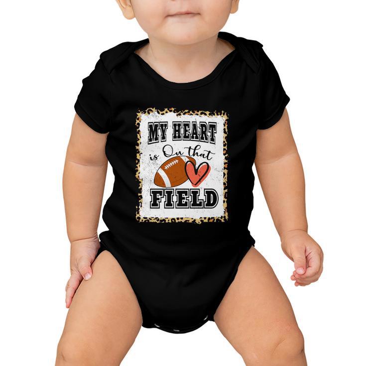 My Heart Is On The Field Cute Leppard Football Mom Tshirt Baby Onesie