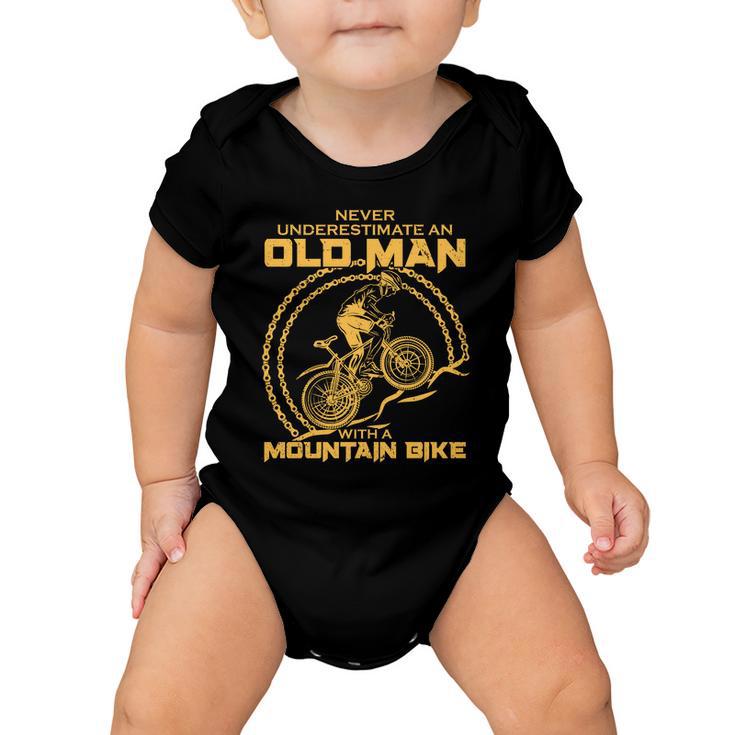 Never Underestimate An Old Man With A Mountain Bike Tshirt Baby Onesie