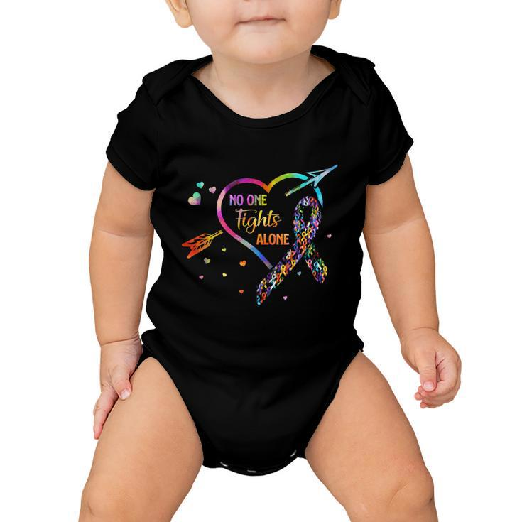 No One Fight Alone Arrow Heart Fight Cancer Ribbon Meaningful Gift Baby Onesie
