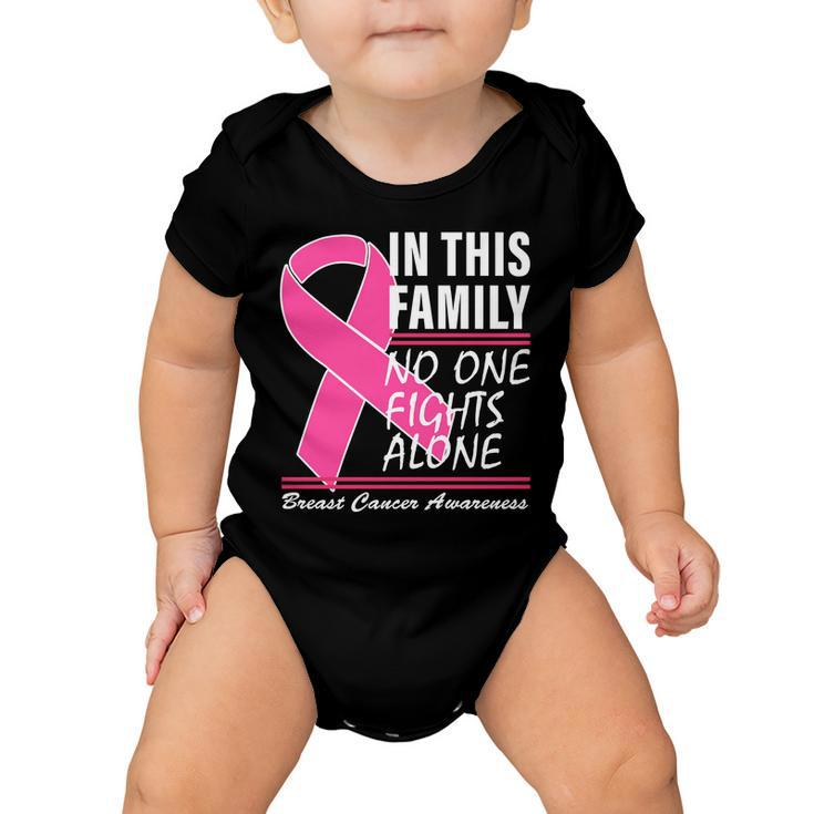 No One Fights Alone Breast Cancer Awareness Ribbon Tshirt Baby Onesie