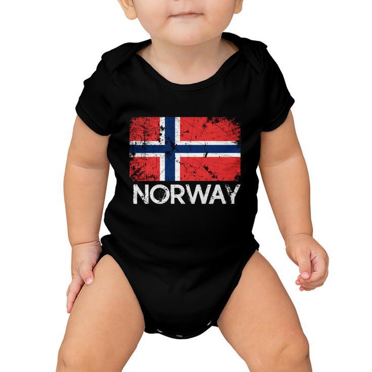 Norwegian Flag Meaningful Gift Vintage Made In Norway Gift Baby Onesie