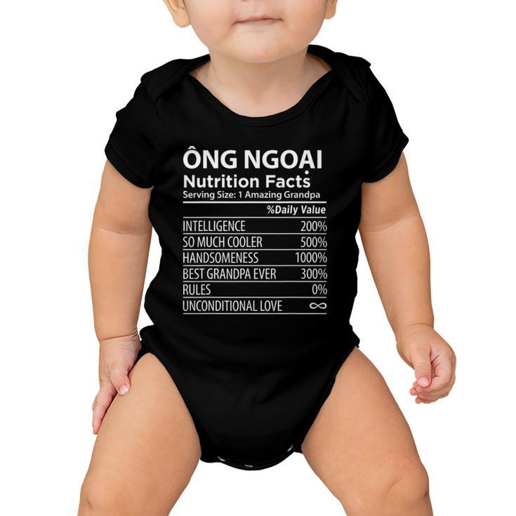 Ong Ngoai Nutrition Facts Vietnamese Grandpa Baby Onesie