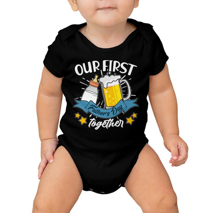 Our First Fathers Day Together Baby Bottle Beer Mug Baby Onesie