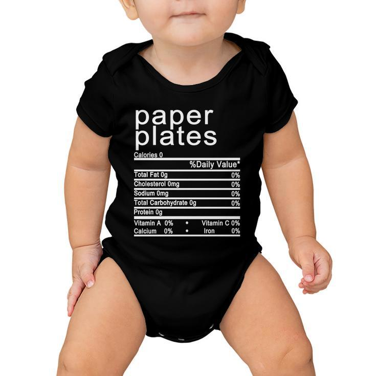 Paper Plates Nutrition Facts Label Baby Onesie