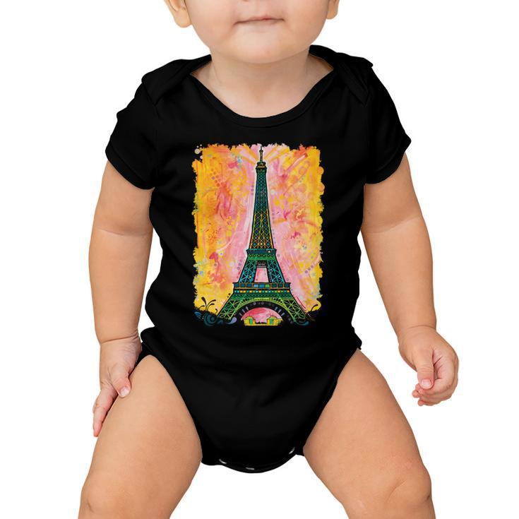 Paris France Colorful Eiffel Tower Baby Onesie