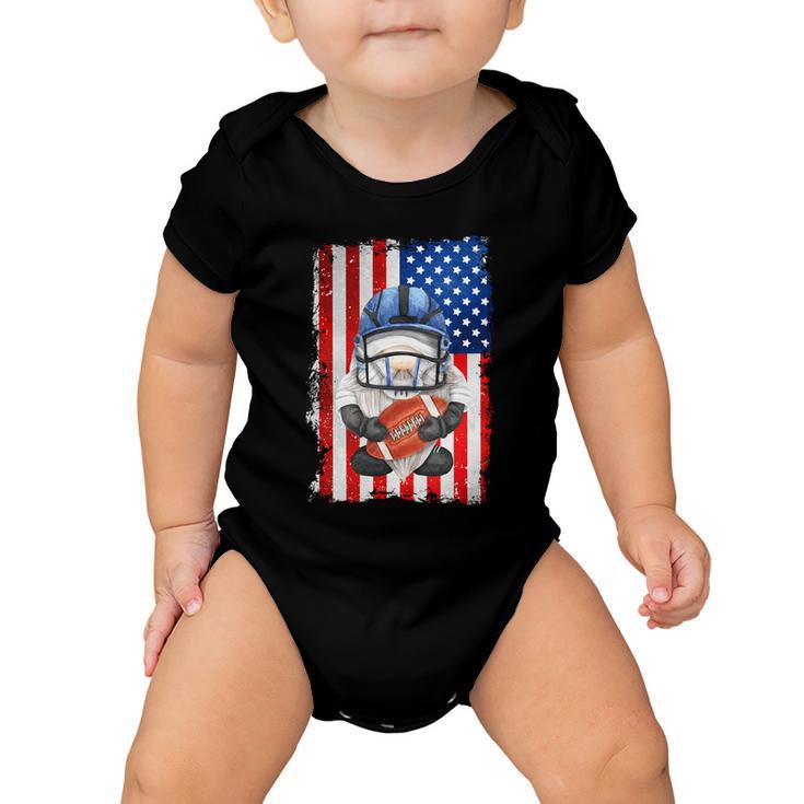 Patriotic Football Dad With Funny Gnome And American Flag Gift Baby Onesie