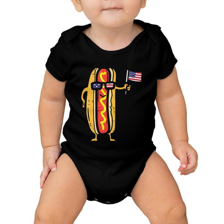 Patriotic Hot Dog American Flag Usa Funny 4Th Of July Fourth Baby Onesie