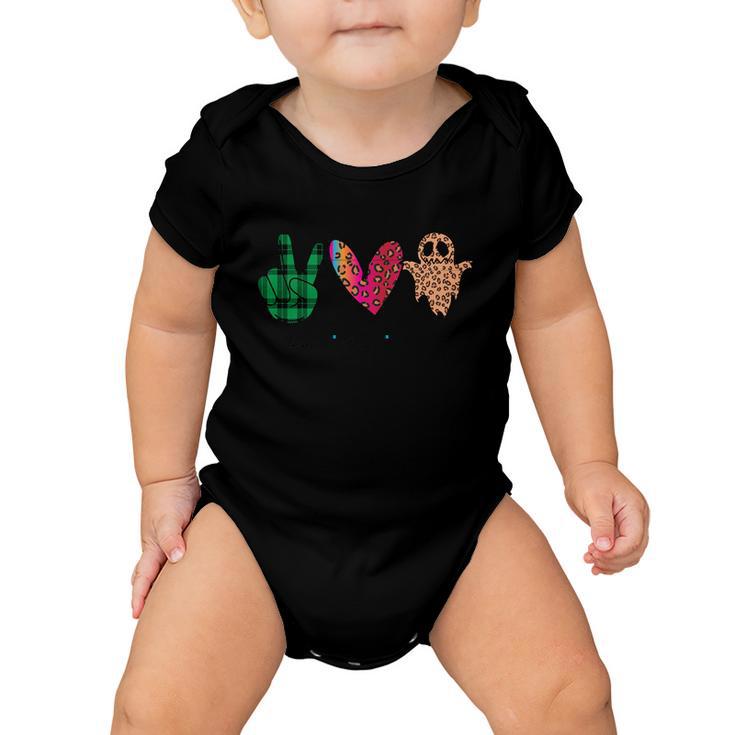 Peace Love Ghost Halloween Quote Baby Onesie