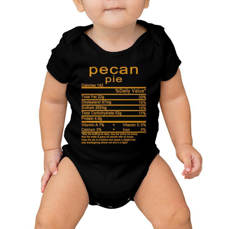 Pecan Pie Nutrition Facts Label Baby Onesie