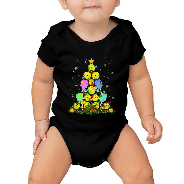 Pickleball Christmas Tree Santa Pickleball Xmas Lights Gift Baby Onesie