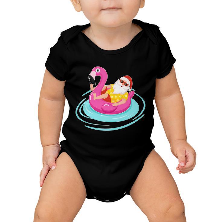 Pool Party Santa Christmas In July Baby Onesie