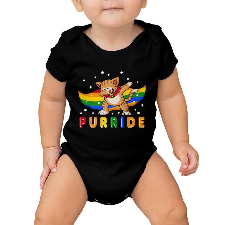 Pride Month Dabbing Purride Cat Gay Pride Lgbt Baby Onesie