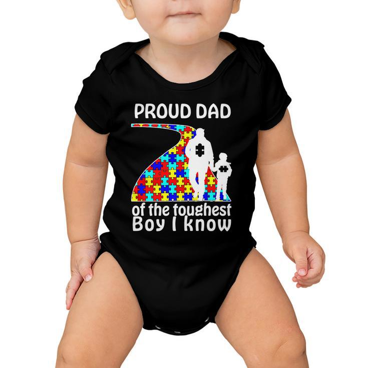 Proud Autism Dad Of The Toughest Boy I Know Tshirt Baby Onesie