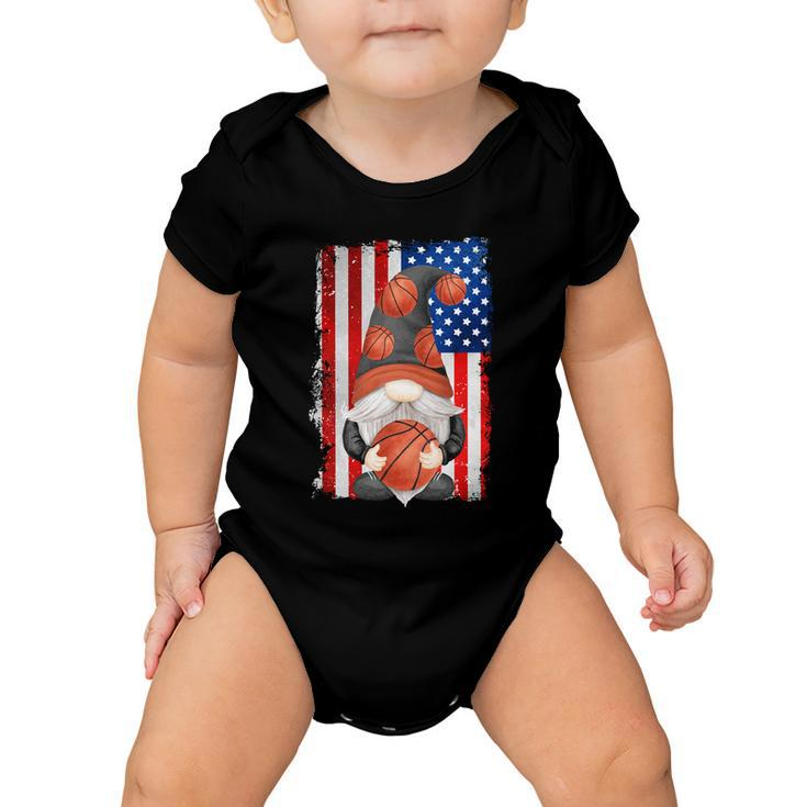Proud Basketball Grandpa Gnome With Patriotic American Flag Cute Gift Baby Onesie