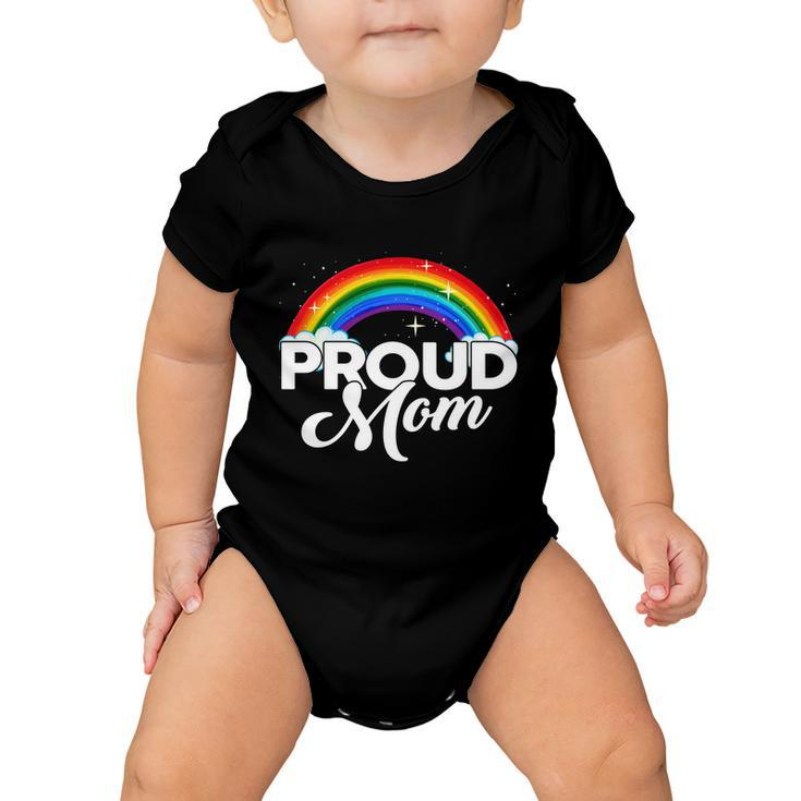 Proud Mom Lesbian Lgbt Gay Lgbtq Rainbow Flag Gift Baby Onesie