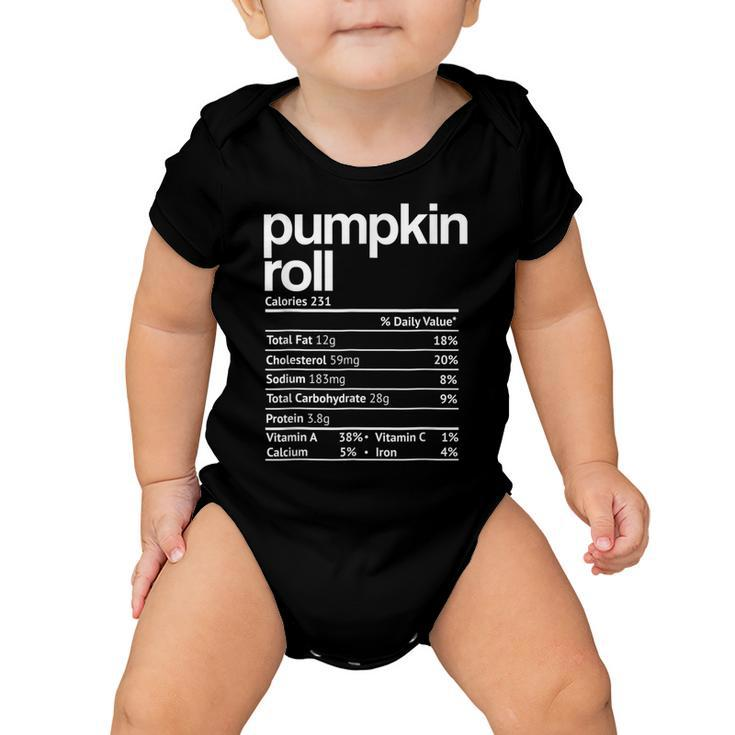 Pumpkin Roll Nutrition Facts Funny Thanksgiving Christmas  Baby Onesie