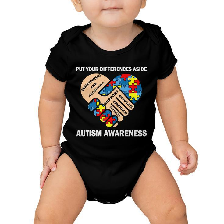Put Your Differences Aside Autism Awareness Baby Onesie