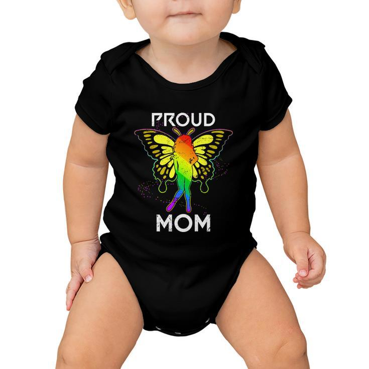 Rainbow Butterfly Proud Lesbian Mom Mothers Day Gift Lgbt Cool Gift Baby Onesie